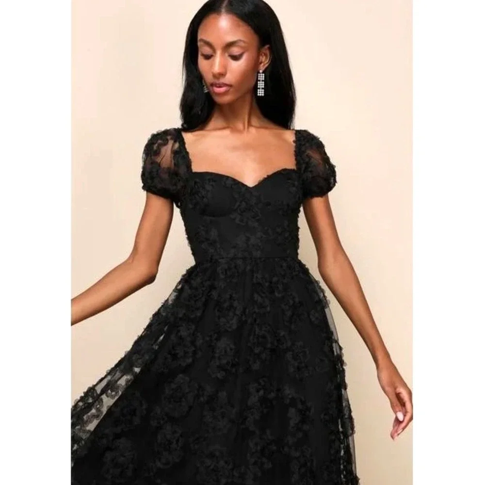 Lulus Notable Elegance 3D Floral Lace Overlay Midi Dress Womens Best Fits S M - Picture 15 of 16
